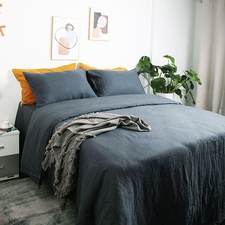 Highland Feather 100% French Linen Sheet Set - 1 Flat Sheet & 1 Fitted Sheet & 2 Pillowcases - Classic Luxury (165gsm)