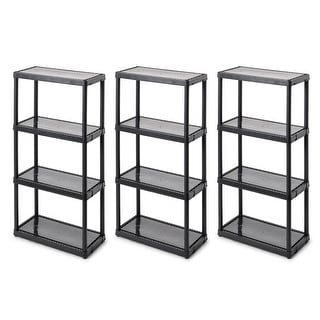 Gracious Living 4 Shelf Fixed Height Solid Organizing Storage Unit, (3 Pack) - 12.8