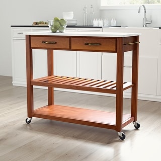 Full Size Granite Top Kitchen Prep Cart - 43"W x 17"D x 35"H - 43"W x 17"D x 35"H