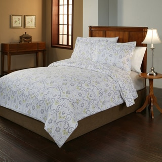 Pointehaven 200 GSM Superior Flannel Print Floral Duvet Cover Set