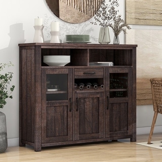 Kitchen Sideboard Buffet Cabinet with Wine Rack, Drawer and Adjustable Shelves