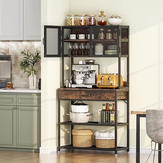 Kitchen Bakers Rack with Storage Shelves Cabinet and Drawer