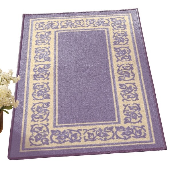 Protective Floral Border Slip-Resistant Accent Rug