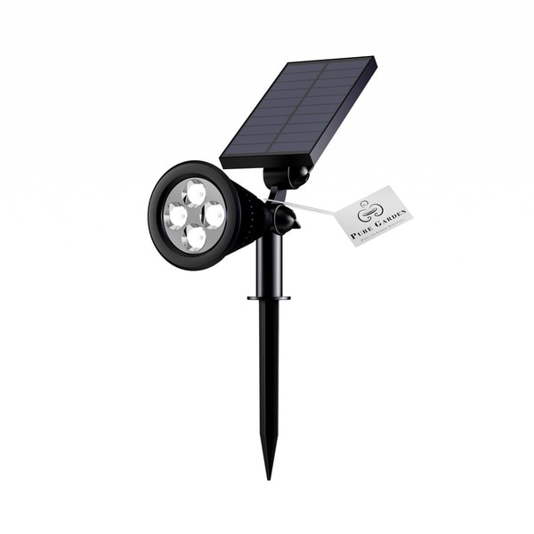 Solar Powered Outdoor Spotlights -Set of 2 Landscape Lights-Ground Stakes or Wall Mountable, 4 LED Bulbs by Pure Garden.
