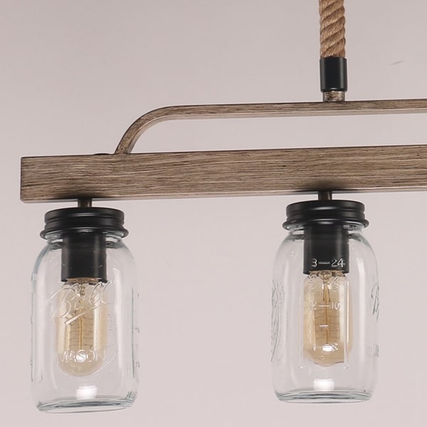 Pero 30" Farmhouse 4-Light Mason Jar Kitchen Island Linear Pendant - 30*3.8*17.6H