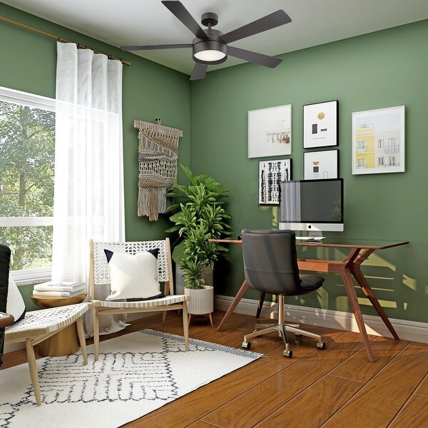 Eglo Whitehaven 52-inch 5 Blade Ceiling Fan w/ Bronze Finish & Integrated LED Light Kit