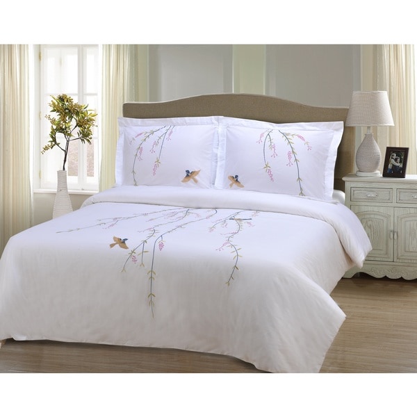 Superior Spring 3-piece Embroidered Cotton Duvet Cover Set