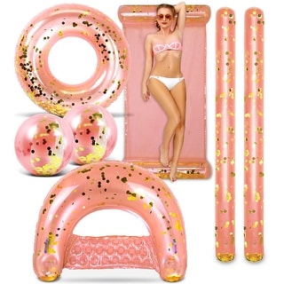 POZA Rose Gold Inflatable Full House Bundle - 7 Pieces Pack - 74 x 6 x 6 inches