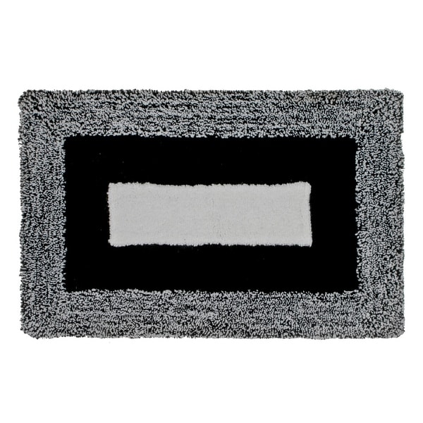 Microfibre Border Bath Mat (Black) (20 X 32)