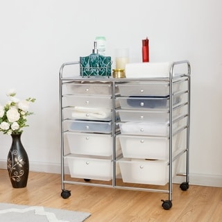 12-Drawers Rolling Storage Cart with Organizer Top