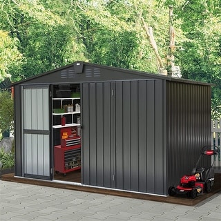Outdoor Storage Shed Metal Patio Garden Bike Shed with Lockable Door