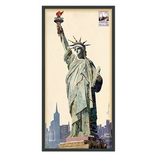 Empire Art "Lady Liberty" Alex Zeng's dimensional collage, under glass & a black shadow box frame