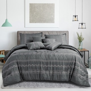 Wellco Bedding Comforter Set Bed In A Bag - 7 Piece - Luxury Oversized Comforters,Queen,King