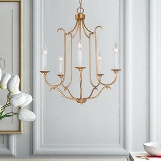 Mid-century Modern 5-Light French Country Candle Chandelier Vintage Dining Room Pendant Lighting