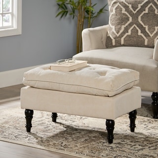 Christopher Knight Home Creme Tufted Fabric Ottoman