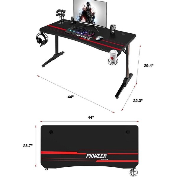 Homall T Shaped Gaming Desk Computer Desk Table with Cup Holder and Headphone Hook