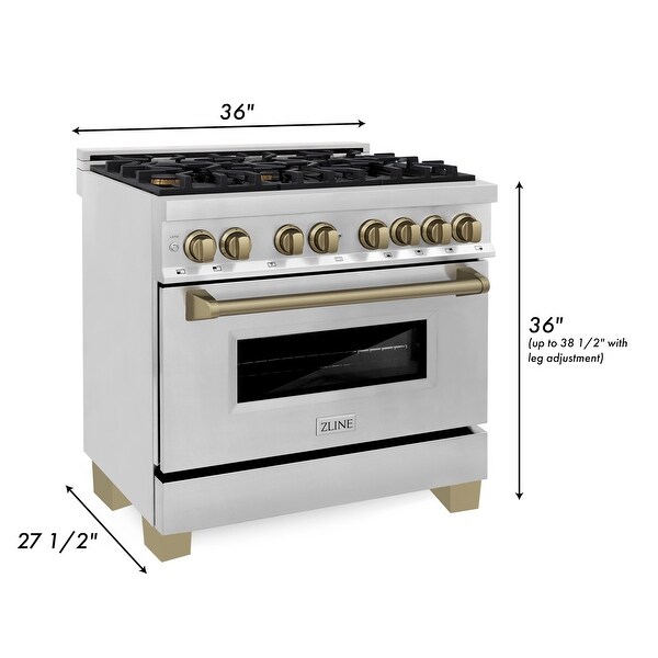 ZLINE Autograph Edition 36" Dual Fuel Range in Stainless Steel with Accents
