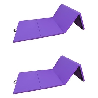 BalanceFrom Fitness 120x48in All Purpose Folding Gymnastics Mat, Purple (2 Pack) - 120 L x 48 W x 2 H inches