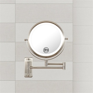 3 Color Lighted Magnifying Mirror 10X Wall Mounted Makeup Mirror 8 In