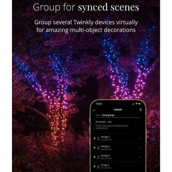 Twinkly Smart Decorations 65.5 Foot Multicolor LED Indoor/Outdoor String Lights - 40