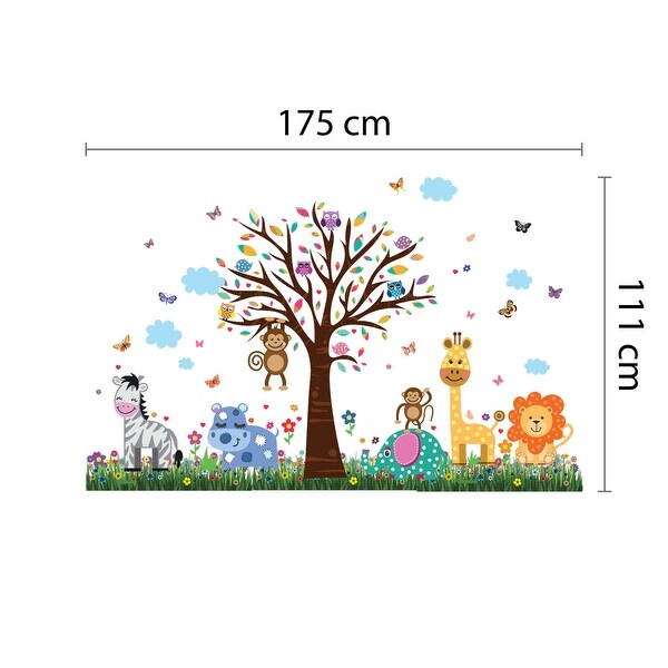 Walplus Happy Animal Zoo Grass Skirting Kid Wall Sticker Nursery Decor