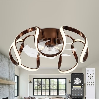 Bella Depot Low Profile Ceiling Fan with Dimmable LED Light, 6-Speed Reversible Flush Mount Ceiling Fan with APP Control - N/A