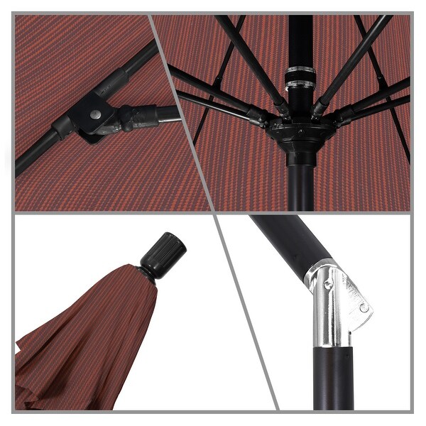California Umbrella 9' Rd. Aluminum/Fiberglass Rib Market Umb, Deluxe Crank Lift/Collar Tilt, Black Finish, Olefin Fabric