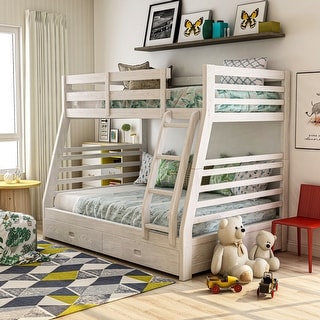 Cude Modern Twin over Full Solid Wood Bunk Bed Set by Furniture of America
