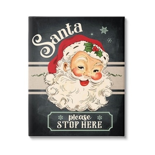 Stupell Santa Please Stop Here Vintage Smiling Canvas Wall Art by Jo Moulton