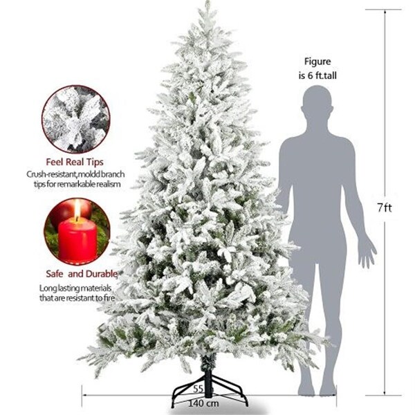 7ft Snow Flocked Christmas Tree With White Realistic Tips Unlit