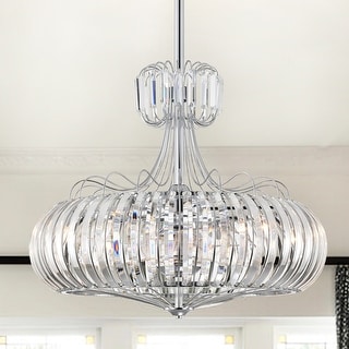 Bellamy Chrome 28-inch 6-light Lighted Ceiling Fan with Crystal Shade (includes Remote and Light Kit)