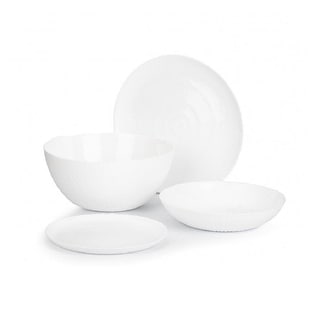 Luminarc Ammonite White Glass Dinnerware Set of 19 for 6