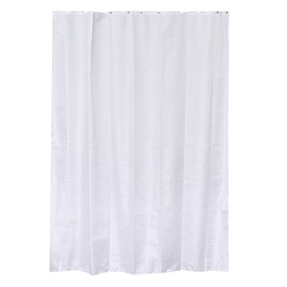 White Extra Long Shower Curtain Polyester Strass Effect Silver 71"L x 79"H