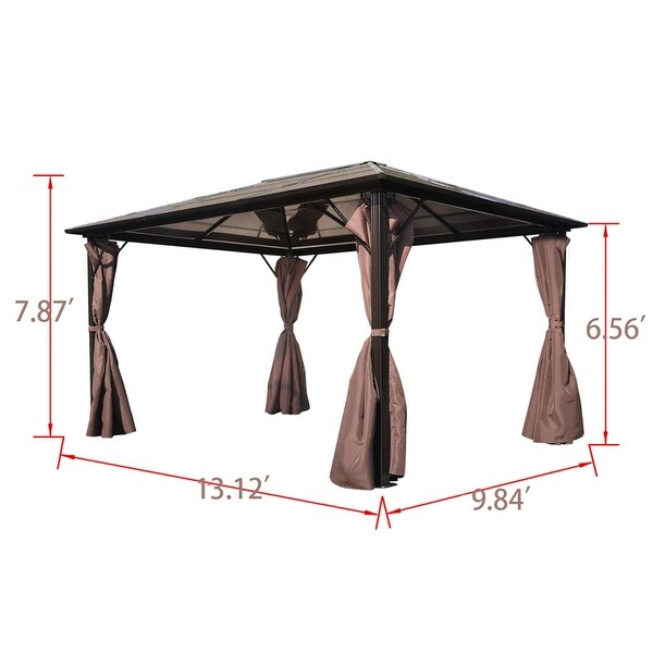 Gazebo with Curtain, 13' x 10' Sun Shade Shelter Outdoor Dinner BBQ