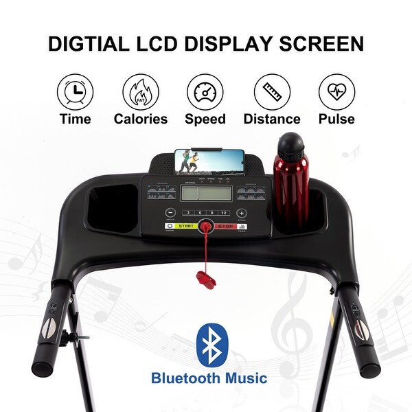 Electric Treadmill with App Bluetooth Remote Control Led Display, Running Walking Jogging for Home Office (Installation Free)