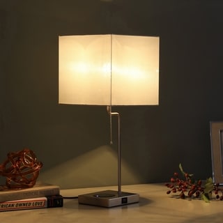 Aston Square Table Lamp W/ Charging Station