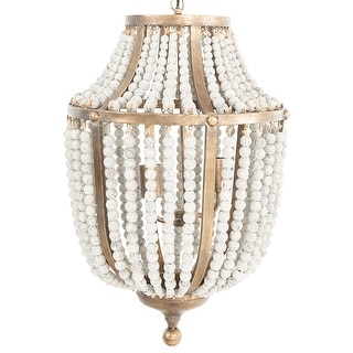 Metal and Draped Wood Bead Chandelier