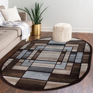 Orelsi Collection Abstract Area Rug with Hand Carved Accents