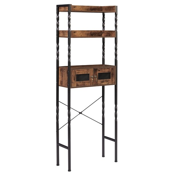 Bathroom Over The Toilet Storage Rack, 3-Tier Storage Shelf and Dual Door Toilet Rack Space Saver