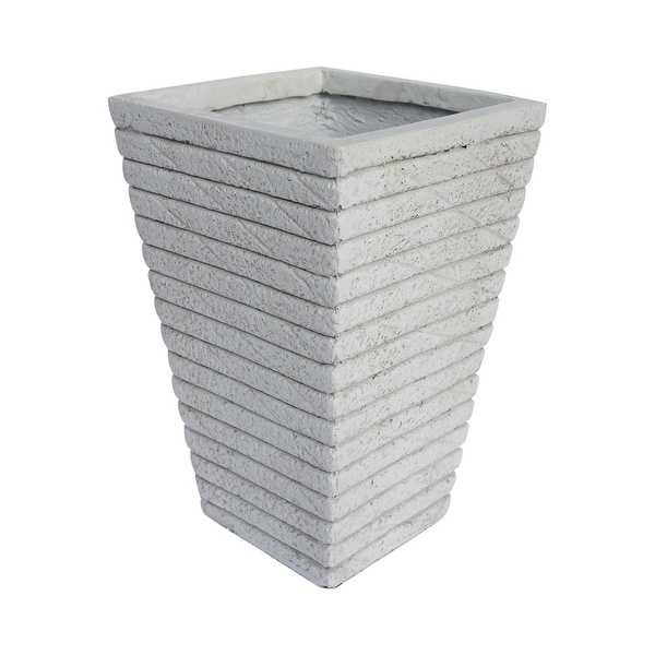 Jude Square Tapered Riveted Lightweight Concrete Garden Urn Planter by Christopher Knight Home
