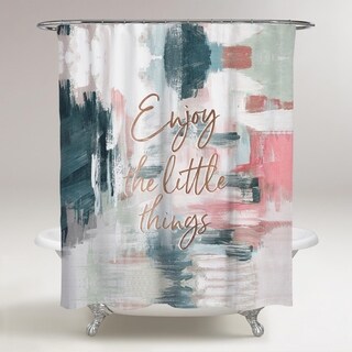 Oliver Gal 'Dog is Home' Typography and Quotes Decorative Shower Curtain Family Quotes and Sayings - Gray, White