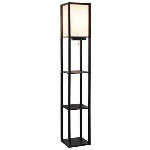 Floor Lamp Storage Shelf with 2 USB Charging Ports, 1 Charging Outlet
