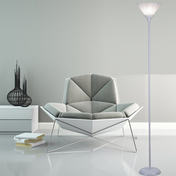 Mary Metal Floor Lamp with White Cone Shade (White) - Measures: L:11.75 in. x W:11.75 in. x H:71.25 in.