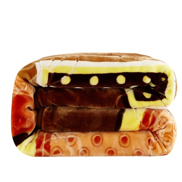 Korean-style 2-ply Printed Pattern Plush Mink Fleece Blanket