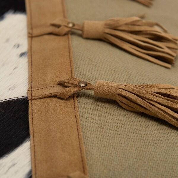 Rizzy Home Brown Half Solid With Tassels 14"X 26" Throw Pillow