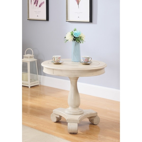 Best Master Furniture Wood Round Pedestal End Table