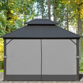 Aoodor Gazebo Curtain Replacement Universal 4-Panel Sidewalls 10' x 10' (Only Curtain)