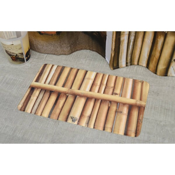 Bathroom Rug Memory Foam Mat The Island Print Beige 30"L x 18"W