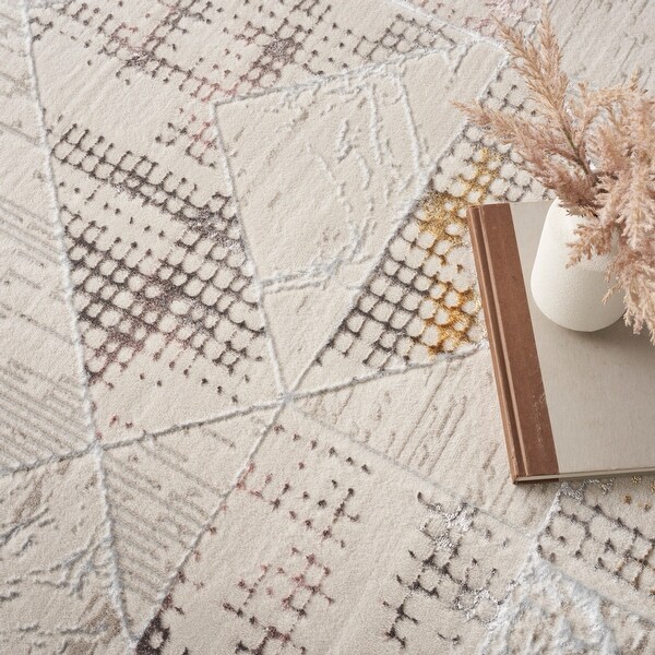 Nourison Glam Indoor Grey Geometric Area Rug