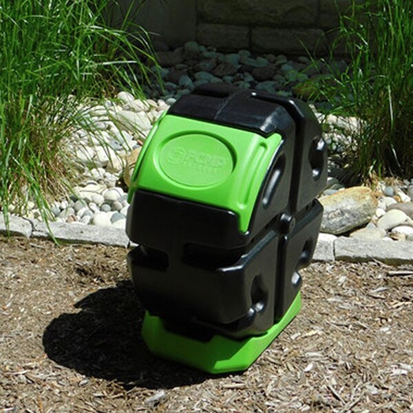 FCMP Outdoor Half Size 19 Gallon Plastic Rolling Composter Tumbler Bin, Green - 14.75